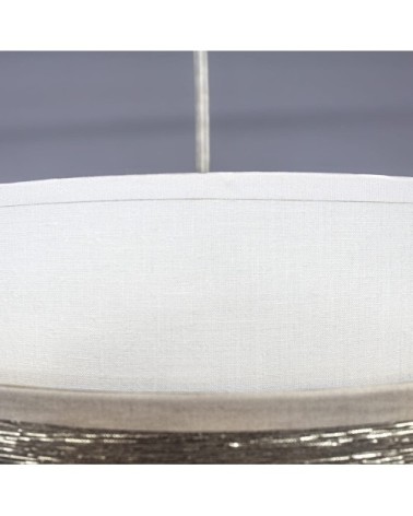 Suspension argenté à triple abat-jour en lin, diamètre 40 cm