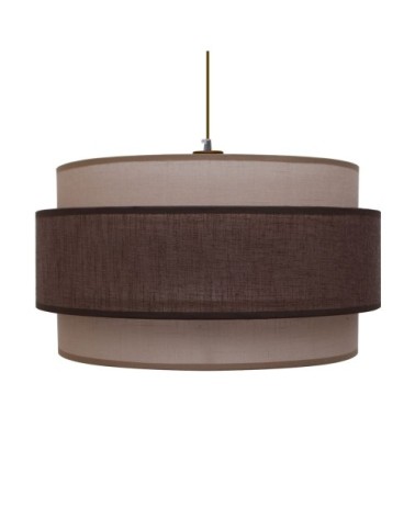 Suspension marron à triple abat-jour en lin de 40 cm de diamètre