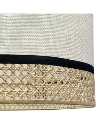 Suspension beige naturel avec abat-jour cylindrique