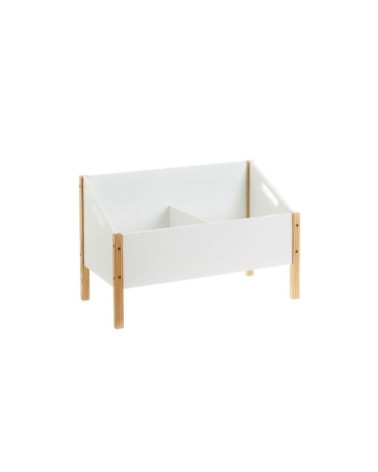 Meuble rangement jouets blanc et bois 63x33x42cm