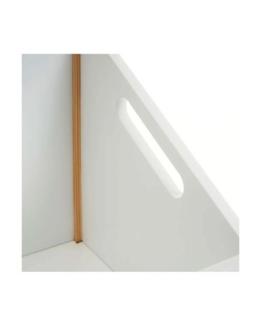Meuble rangement jouets blanc et bois 63x33x42cm