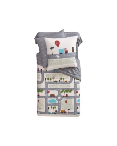 Drap-housse enfant 90x190 gris en coton