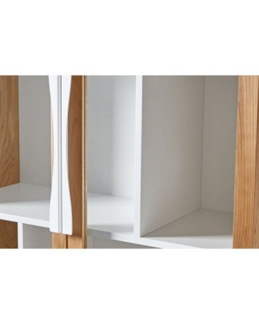 Vitrine scandinave colorée en bois 2 portes vitrées 2 tablettes