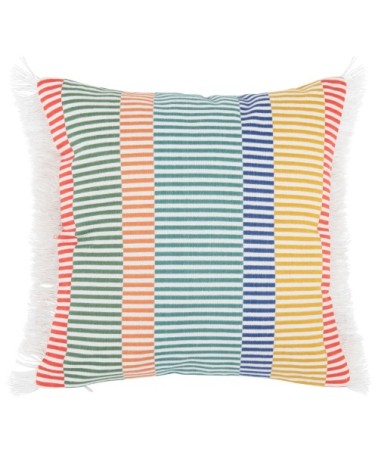 Housse de coussin tissée en coton à franges multicolores, OEKO-TEX® 40x40