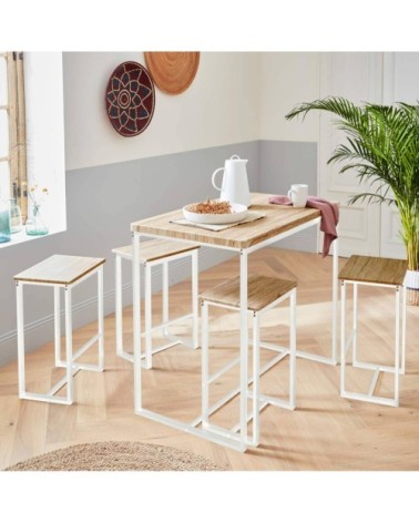 Set table haute avec 4 tabourets de bar