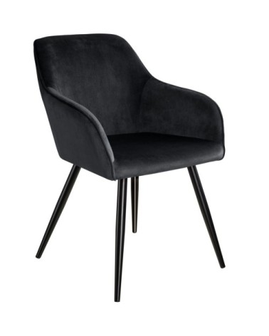 Chaise MARILYN Effet Velours Style Scandinave noir
