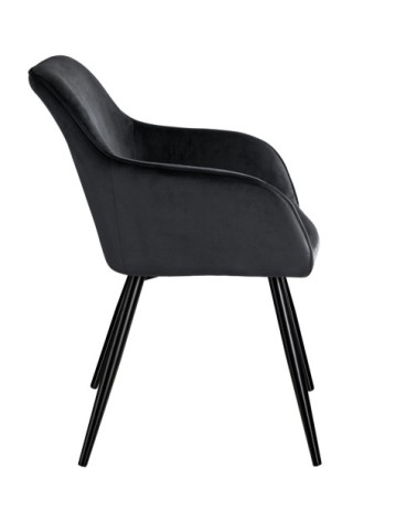 Chaise MARILYN Effet Velours Style Scandinave noir