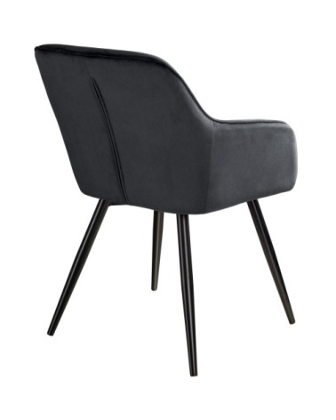 Chaise MARILYN Effet Velours Style Scandinave noir
