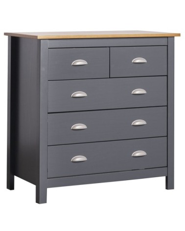 Commode 5 tiroirs anthracite, 79 cm longueur