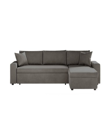 Canapé d'angle réversible et convertible en velours - gris foncé
