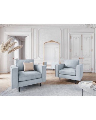 Fauteuil 1 place en velours bleu clair