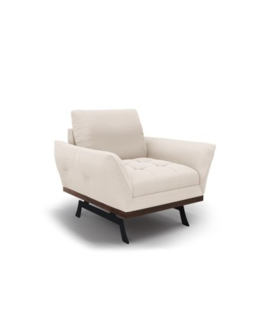 Fauteuil 1 place en tissu structuré beige clair