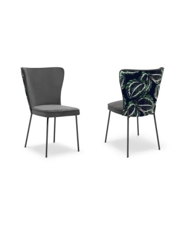 Ensemble de 2 chaises 1 place en velours gris foncé