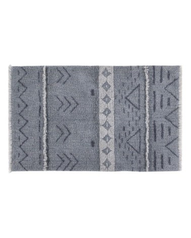 Tapis lavable en laine bleu 80x140