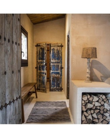 Tapis lavable en laine bleu 80x140