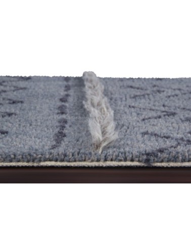 Tapis lavable en laine bleu 80x140