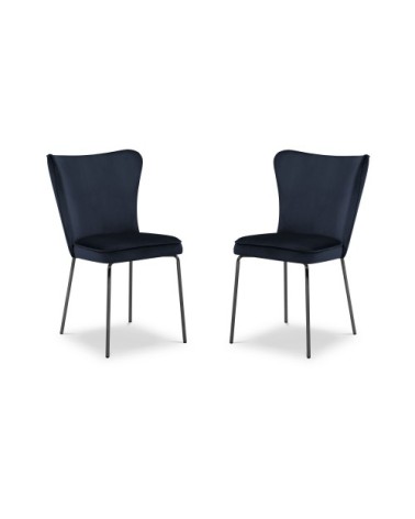 Ensemble de 2 chaises 1 place en velours bleu foncé