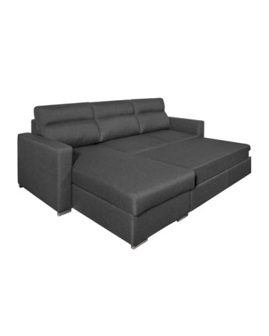Canapé d'angle réversible convertible en tissu - gris foncé