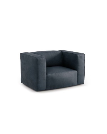 Fauteuil 1 place XL en cuir cuir bleu