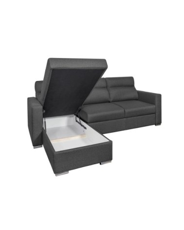 Canapé d'angle réversible convertible en tissu - gris foncé