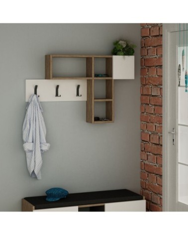 Porte manteau effet bois de chêne blanc