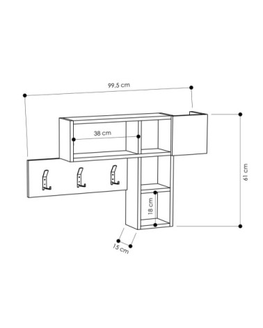 Porte manteau effet bois de chêne blanc