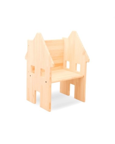 Chaise en pin massif en couleur bois naturel style Montessori.