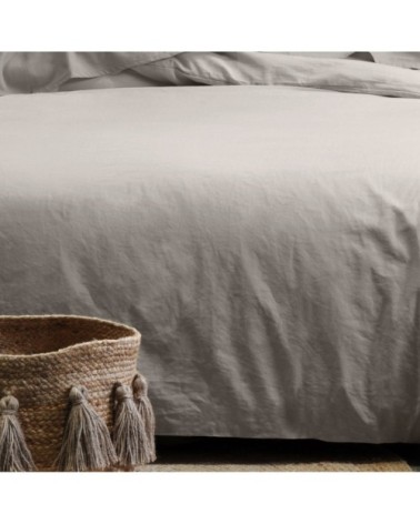 Taie d'oreiller unie en coton bio lin 65 x 65