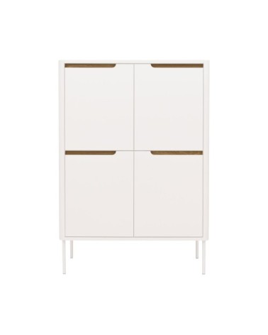 Buffet haut en bois 4 portes H128cm blanc