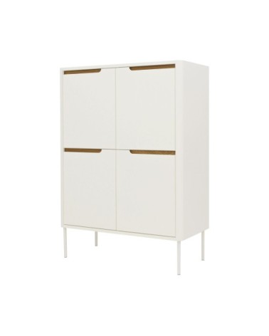 Buffet haut en bois 4 portes H128cm blanc