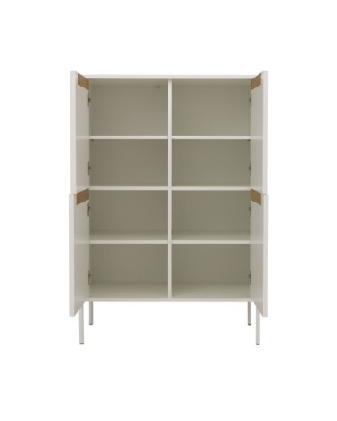 Buffet haut en bois 4 portes H128cm blanc