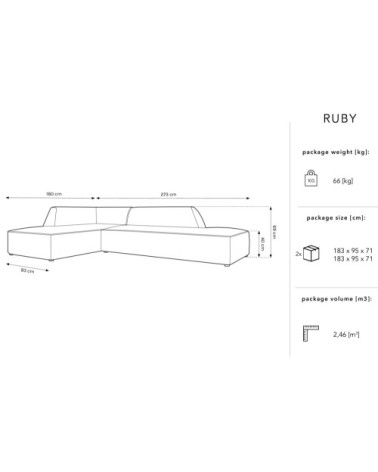 Canapé d'angle gauche 4 places en tissu velours rose