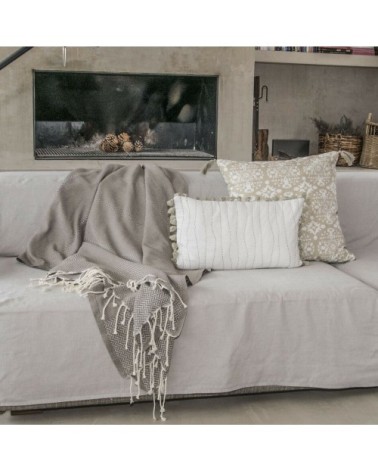 Plaid coton taupe 160x250