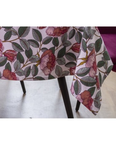Nappe rectangulaire 150x300 rose en coton