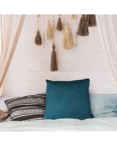 Coussin de sol en suédine bleu intense 70x70