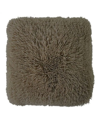 Coussin à poils longs extra-doux taupe 60x60