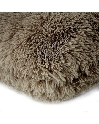 Coussin à poils longs extra-doux taupe 60x60