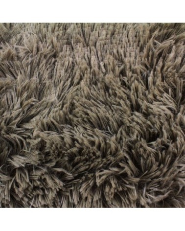Coussin à poils longs extra-doux taupe 60x60