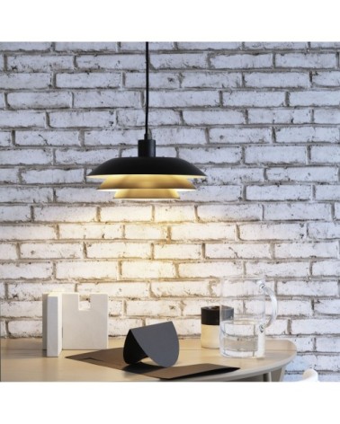 Suspension en métal noir mat, h 15 cm d 31 cm DL31