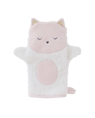 Sortie de bain bébé en coton blanche avec tête de chat 80x80