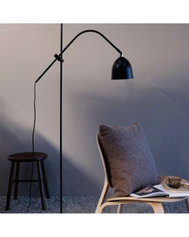 Lampadaire en métal noir, h 145 cm d 30 cm Easton