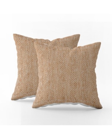 Lot de 2 Housse de coussins motif chevron beige 50x50
