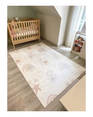 Tapis enfant ciel étoilé crème 160x230