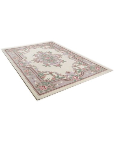 Tapis aubusson floral tufté main - Beige 60x90 cm