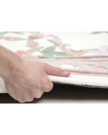 Tapis aubusson floral tufté main - Beige 60x90 cm