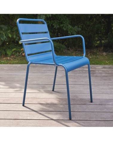 Fauteuil de jardin en métal bleu pacific