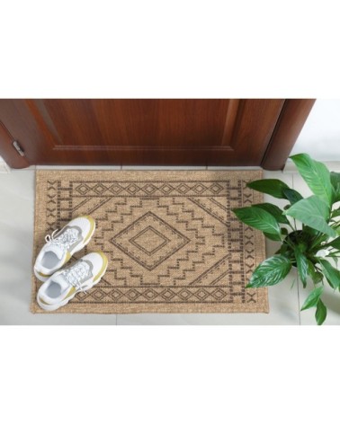 Tapis intérieur/extérieur aspect jute motif géométrique 60x90