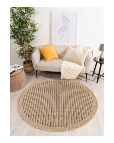 Tapis intérieur/extérieur aspect jute marron diamètre 160