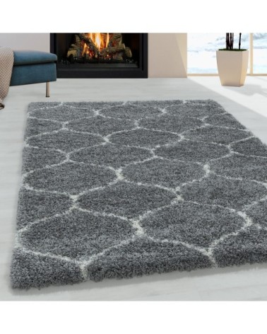Tapis à poils longs et motifs alhambra gris 200x290cm