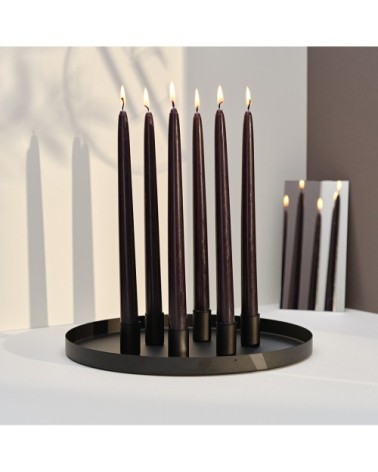 12 bougies flambeaux 8h Noir Intemporel